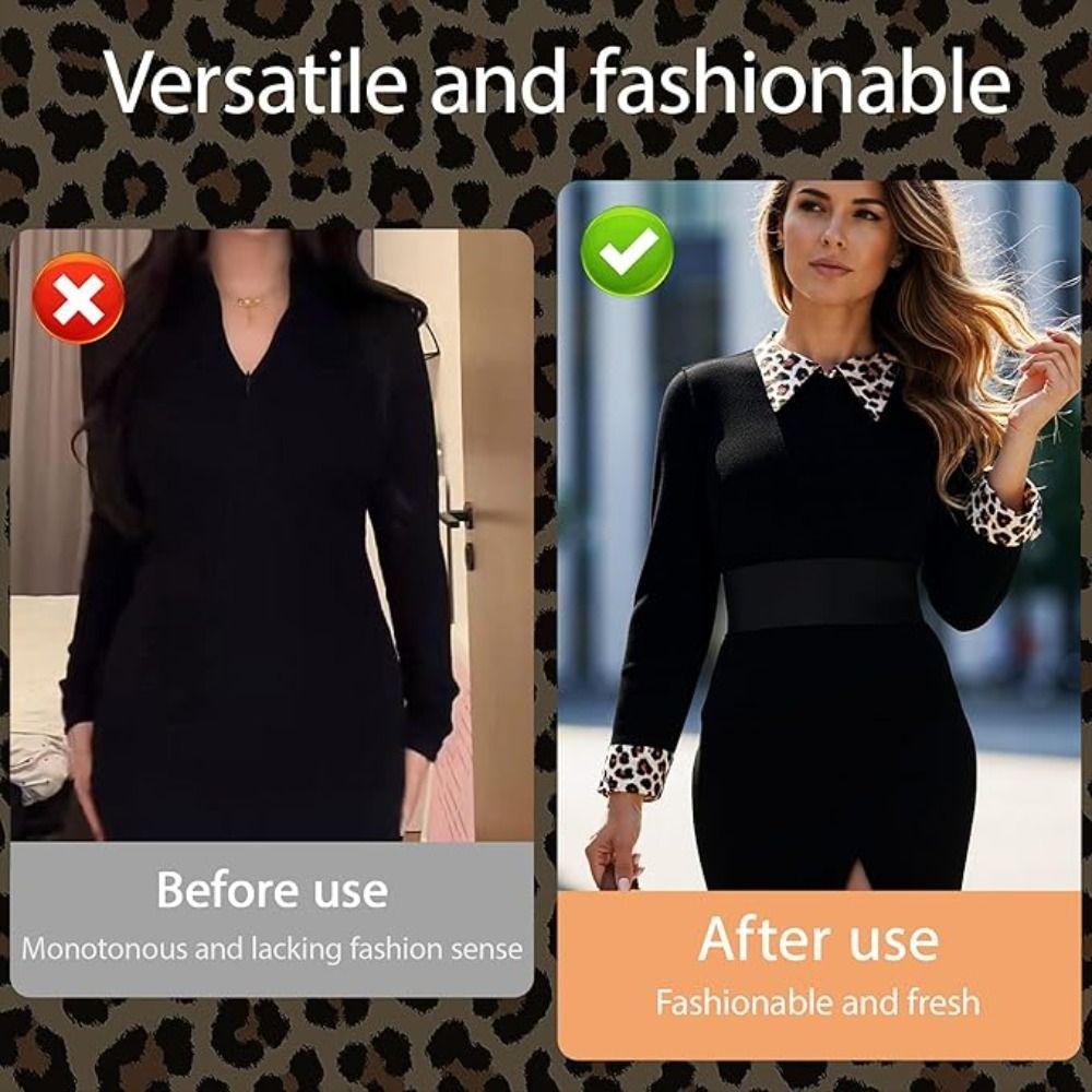Detachable False Collar Wrist Cuffs Set Leopard Print DIY Shirt Fake Collar Scarf Shawl Decoration Half Shirt Collar
