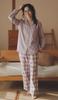 Euyqs Cotton Double Gauze Pair Light Purple Women's Pajamas, Loungewear, (JP, Alphabet, 2XL, Check)