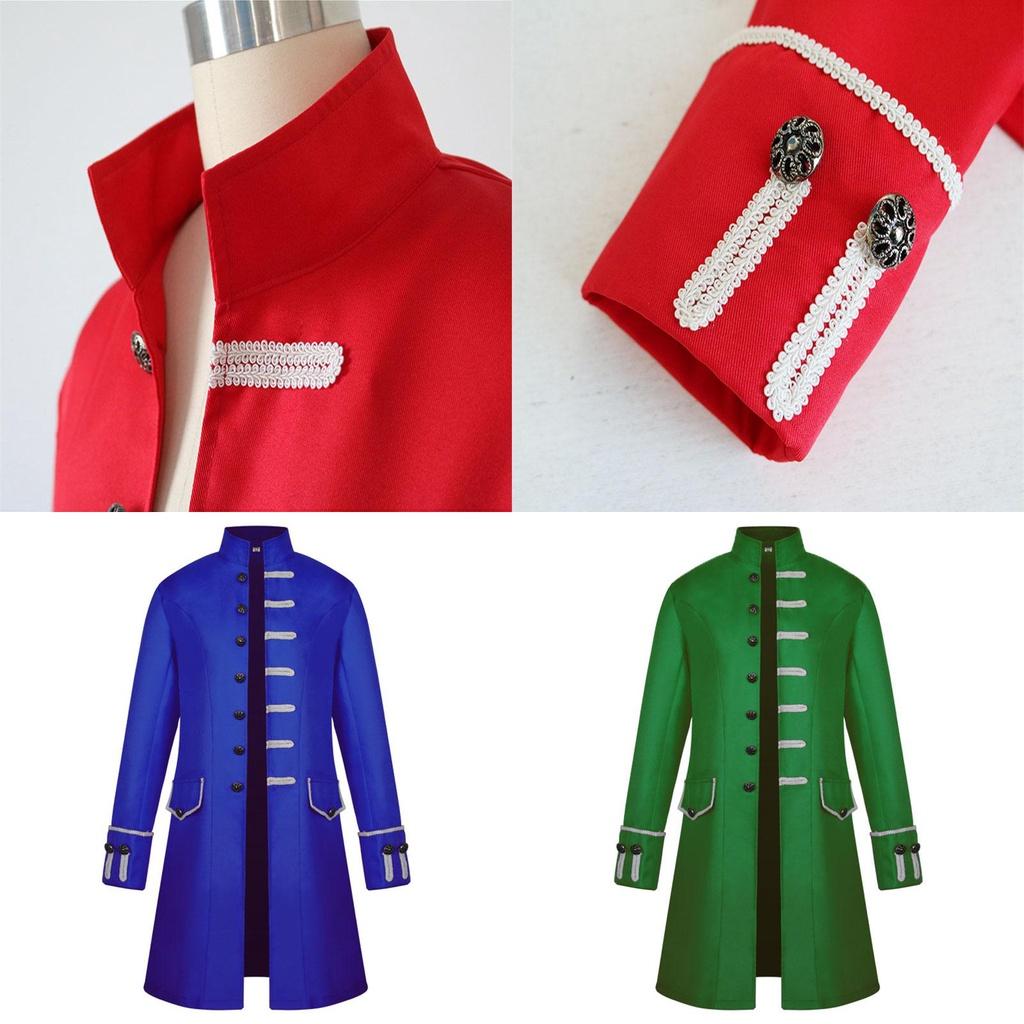 Renaissance Medieval Men Steampunk Jacket Gothic Retro Uniform Coat Windbreaker