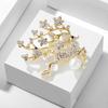 Diamonds Pearl Christmas Elk Brooches Women Clothes Coat Accessories Gifts