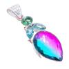 Bi-Color Tourmaline, Blue Topaz 925 Sterling Silver Jewelry Pendant 2.5" AH-3296