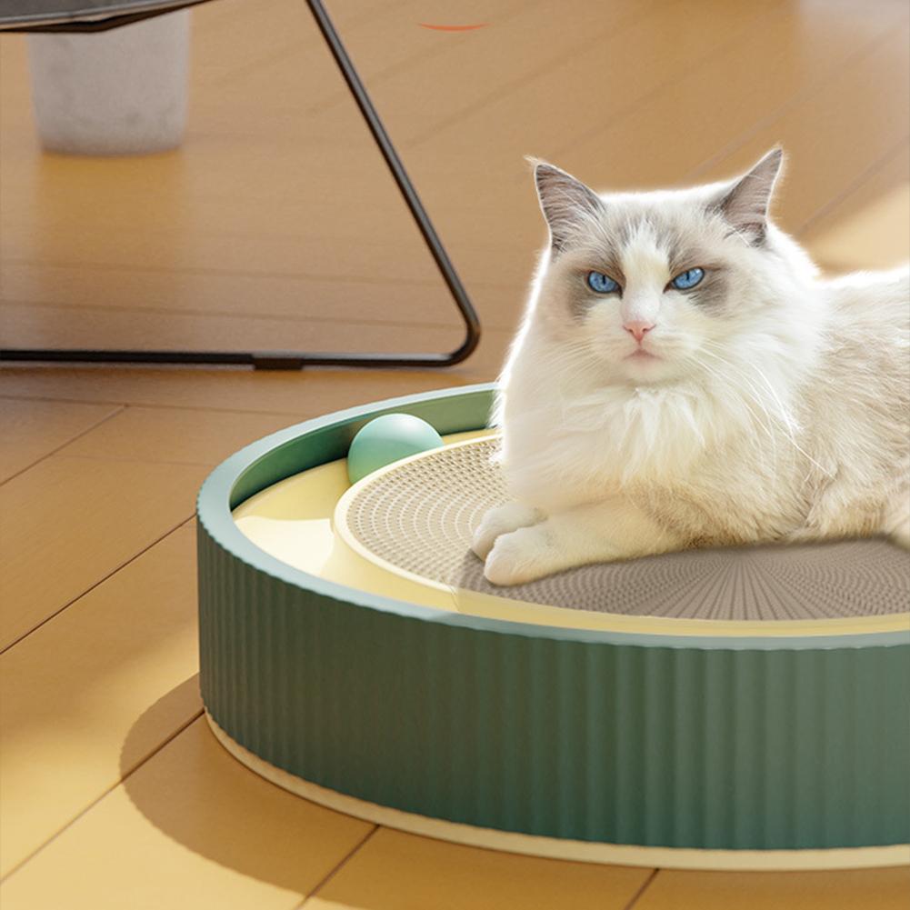 Simple Cats  Scratch  Board Hollowed Circular Track + Bell Ball Toys Multipurpose Wear-resistant Grinding Plate Tray Pest Supplies