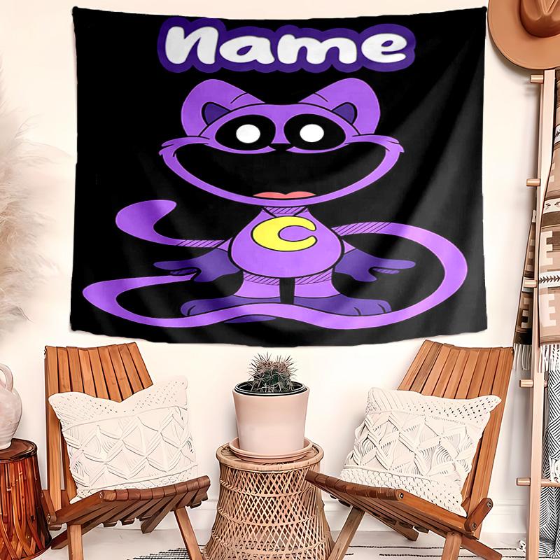 Personalized Smiling Critters Background Tapestry,Custom Name Birthday Party,Multifunctional Wall Decoration for Home Decor,Various Occasions
