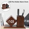 Светодиодный цифровой держатель ручки для студента, будильник, деревянные батарейки, питание контролируется температурой светодиодных часов