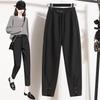 Women's Spring Solid Colour Plus Size High Waist Elastic Western Trousers Loose Leisure Harem Trousers