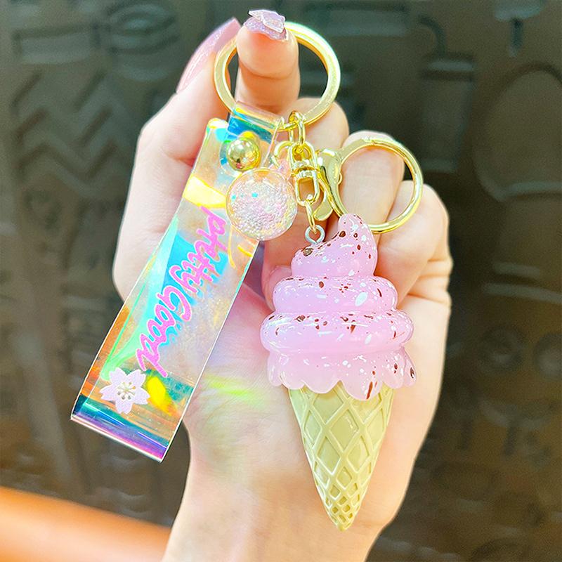 Милый креативный чехол для телефона с подсветкой в виде мороженого, наручный брелок для ключей, сумка, подвеска, аксессуары, изысканный подарок, светящиеся игрушки
