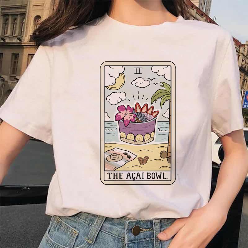 Womens Tarot Card Flower Funny Time Ladies Cartoon Fashion Short Sleeve Summer Printed Tshirt Womens Tshirt Top Pattern