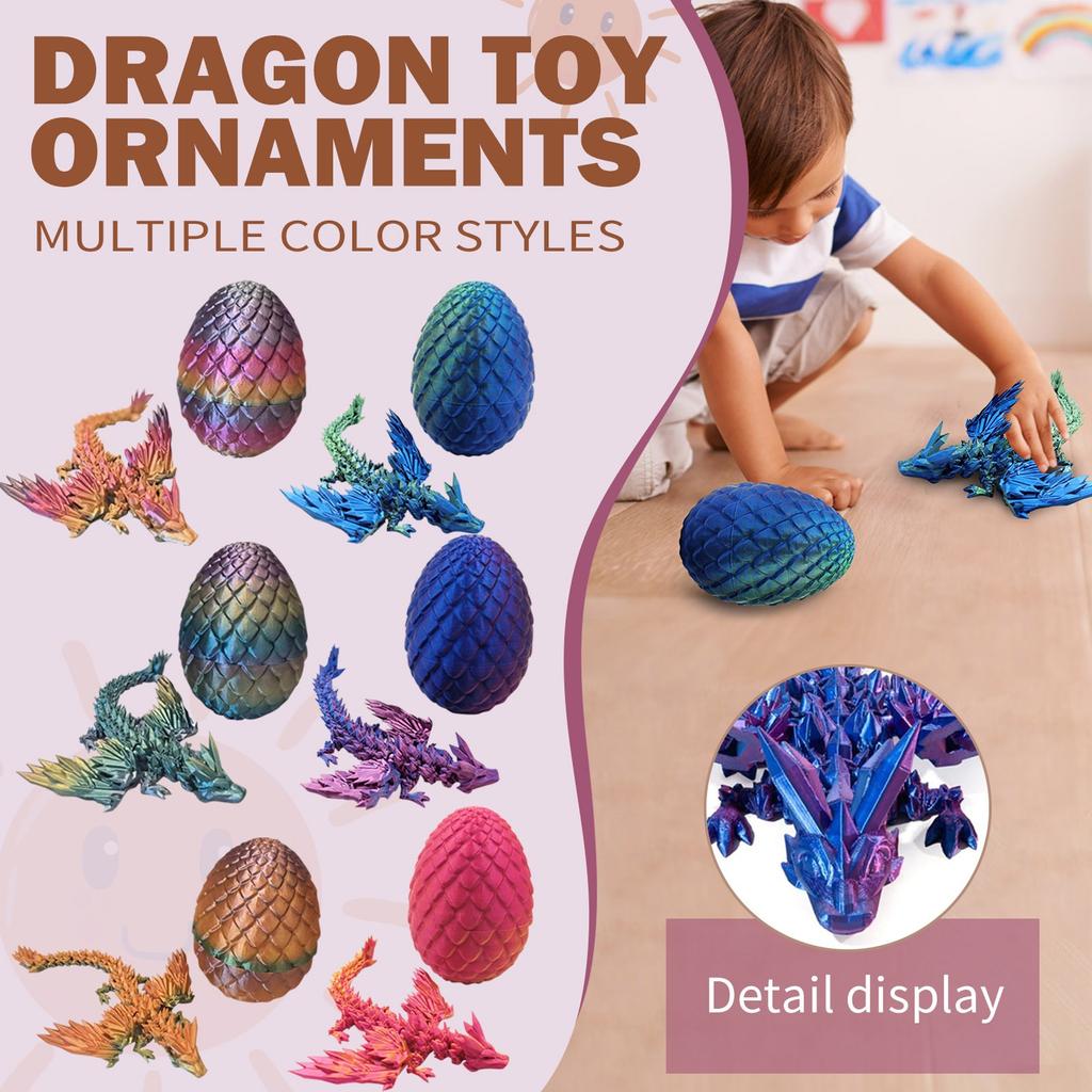 Таинственный дракон с яйцом, Дракон с яйцом, напечатанный на 3D-принтере, Гибкий дракон с шарнирами и яйцами, Подарочная игрушка, напечатанная на 3D-принтере