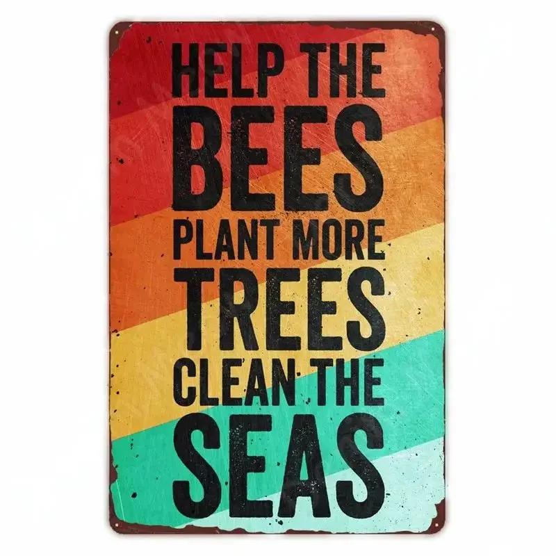 Винтажный плакат с надписью "Будь добр", забавный, медоносная пчела, счастливый, ретро, металлическая табличка, для дома, для улицы, на стену, слоганы пчеловода, искусство, жестяная табличка, украшение