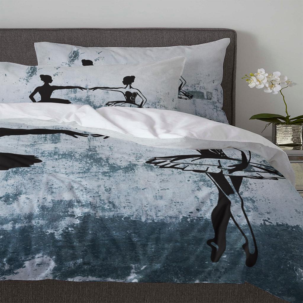 Пододеяльник на стену для девочки-балерины с наволочкой, на заказ, комплект постельного белья из 3 предметов, пододеяльник, двуспальная кровать, домашний текстиль