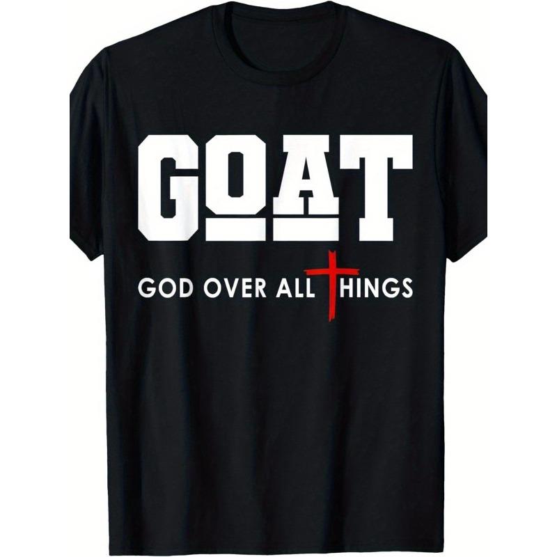 Графическая футболка GOAT - Черная с круглым вырезом, белыми буквами и красным крестом, Издание 'Statement', Отличительный вариант подарка для тех, кто любит