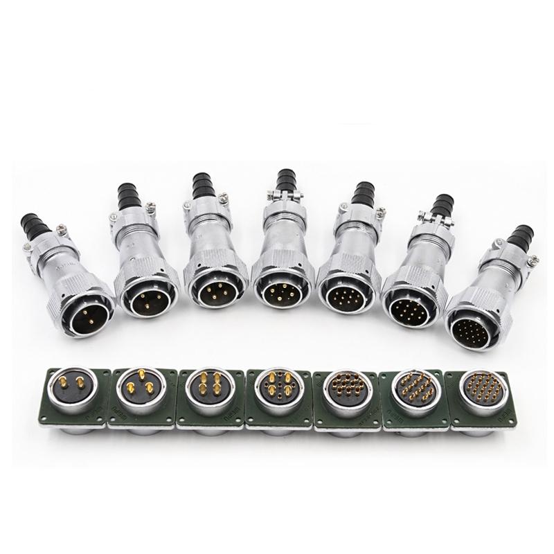 WEIPU WY24 TI+Z Waterproof M24 2 3 4 9 10 12 19 Pin Aviation Electrical Connector Solder Male Plug Female Socket Panel Adapter