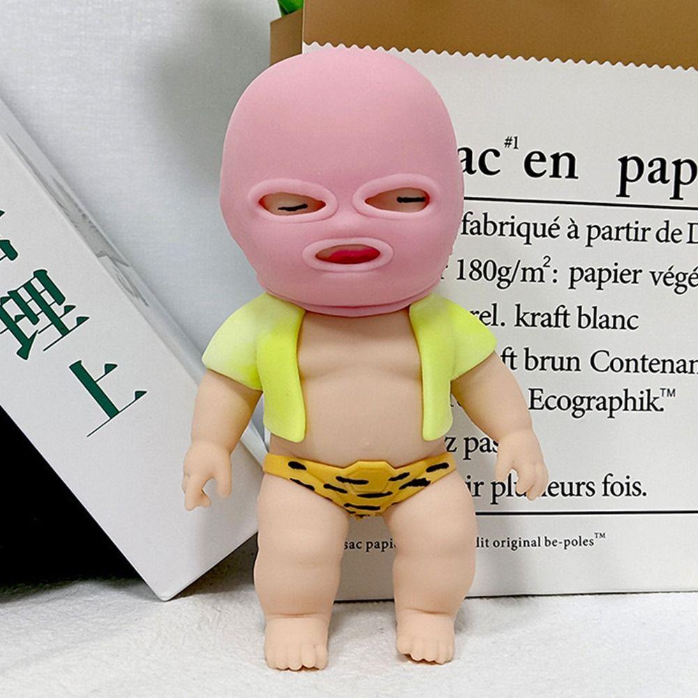 TPR Cartoon Fidget Toy Silicone Pinch Decompression Toy Masked Doll Squeeze Toy  Kids Tricky Doll