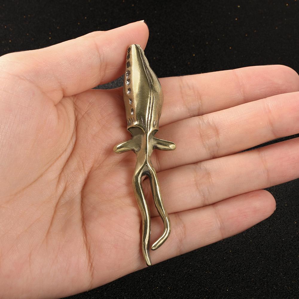 Squid Metal Figurine Brass Marine Organisms Vintage Home Decor Office Desk Decoration Mini Simulation Animal Souvenir Gift