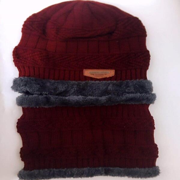 Коралловый флис Балаклава Зимняя шапка Шапки унисекс Шапки шарф Комплект теплая шерстяная вязаная шапка