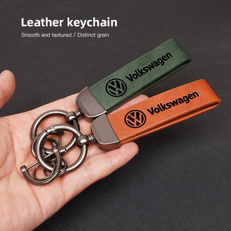 High Grade Leather Keychain Car Keyring Accessories For VW Atlas Jetta Touareg Variant Golf Polo GTI Taos Nivus Passa valve stem Dg2