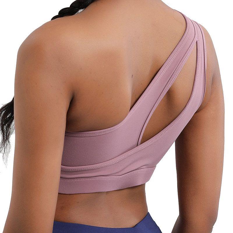 European and American Style Single-Shoulder Sports Bra, Shockproof High-Intensity Sports Vest, Fitness Yoga Bra, Yoga Wear, Women's Underwear