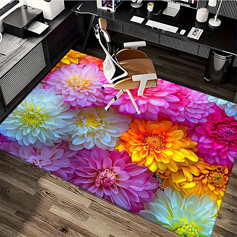 1pc Athena's Colorful Flower Office Chair Mat - Festive Gift for Home and Workplace, Suitable for All Seasons.P012