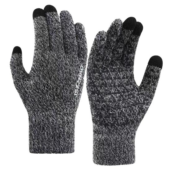 Зимние велосипедные перчатки унисекс, вязаные эластичные перчатки с сенсорным экраном, утолщенные противоскользящие, теплые ветрозащитные, толстые, с пятью пальцами, мягкие женские и мужские перчатки для верховой езды на открытом воздухе