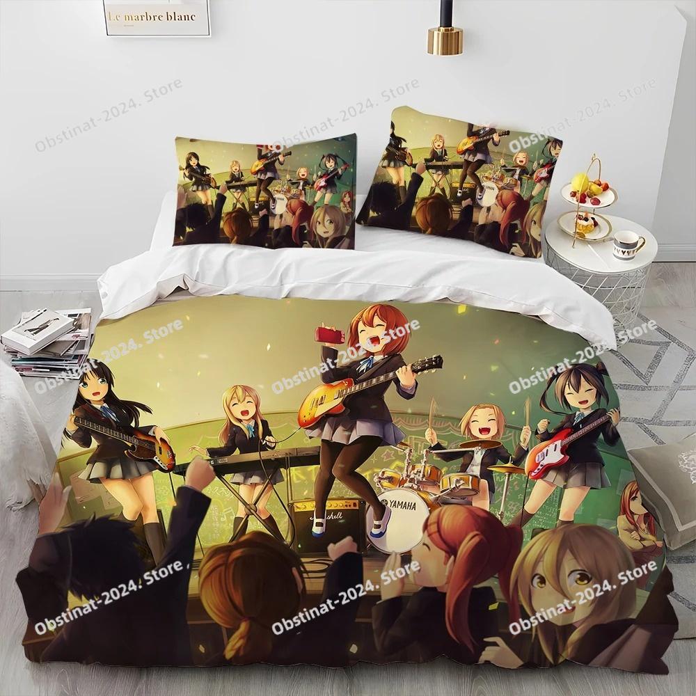 3D K-ON Мультяшный Милый Лолита Кавайные Девочки Комплект Постельного Белья Одеяло, Пододеяльник Комплект Постельного Белья Покрывало Наволочка, Комплект Постельного Белья размера Квин