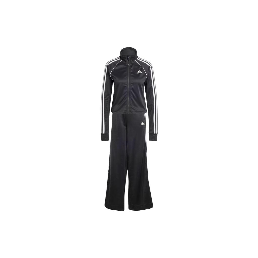 adidas Спортивный костюм Teamsport, полосатый, цветной, с воротником-стойкой и длинными брюками, повседневный спортивный комплект, женский спортивный костюм, черный IA3147