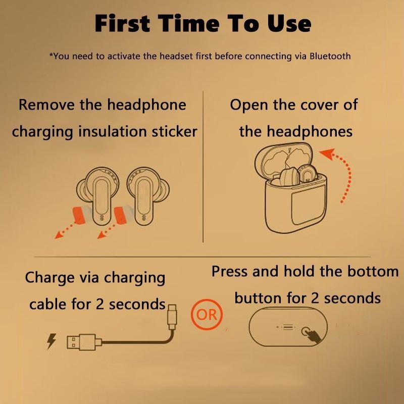 Умные наушники с сенсорным ЖК-экраном, беспроводные наушники, гарнитура с активным шумоподавлением, Hi-Fi стерео музыка с HD-микрофоном для всех смартфонов