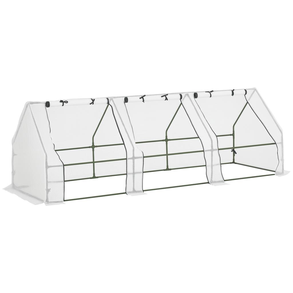 Greenhouse with Zipper Window, Winterproof Foil Greenhouse Made of Steel, Hothouse for Balcony, Garden, 270 x 90 x 90 cm, Tomato House for Tomatoes