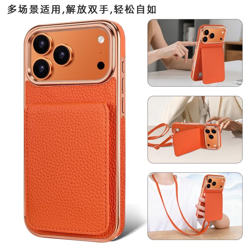 PU Leather Phone Case IPhone Series Card Slot Stand Crossbody Strap Drop Protection