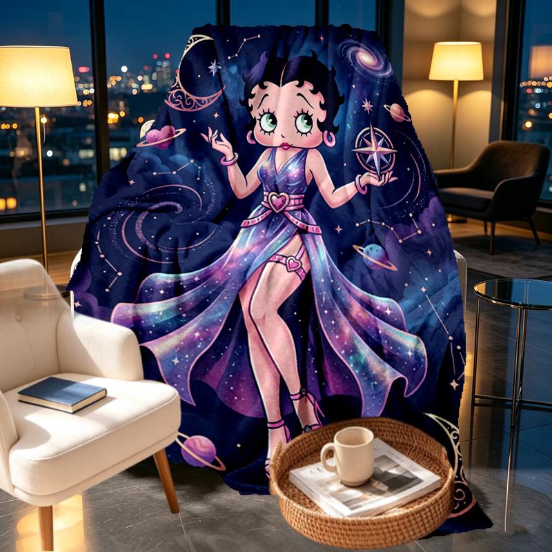 Betty Boop Print Blanket - Soft & Comfortable, for Bedroom, Travel, Sofa, Home Decoration - Birthday Christmas Gift for Friend