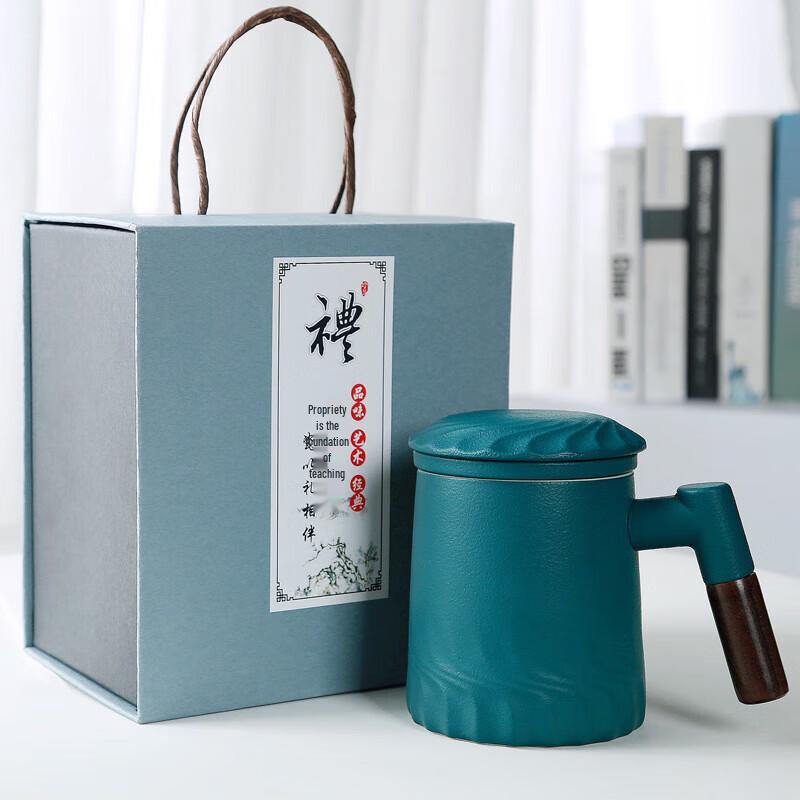 Chaxun Ceramic Tea Mug with Wooden Handle and Infuser