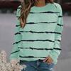 Women's Striped Printed Tops Casual Round Neck Long Sleeve Tops