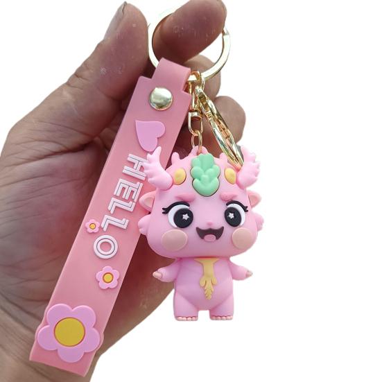 Year of 2024 Mascot Dragon Figurine Hanging Cute 3D Dragon Keychain Ornament Cartoon Animal Keyring