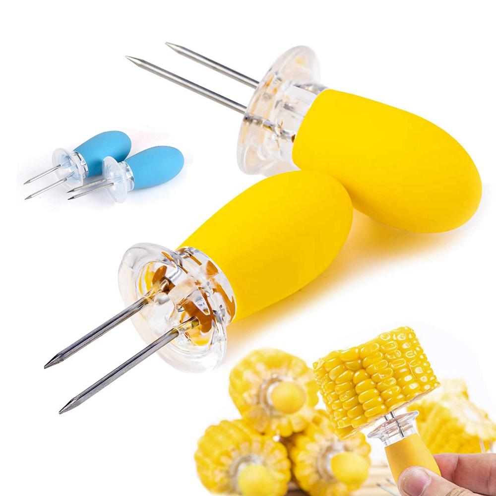 Home Cooking for Camping Picnic Corn On the Cob Corn Holder Corn Skewer BBQ Prong Set Fruit Forks