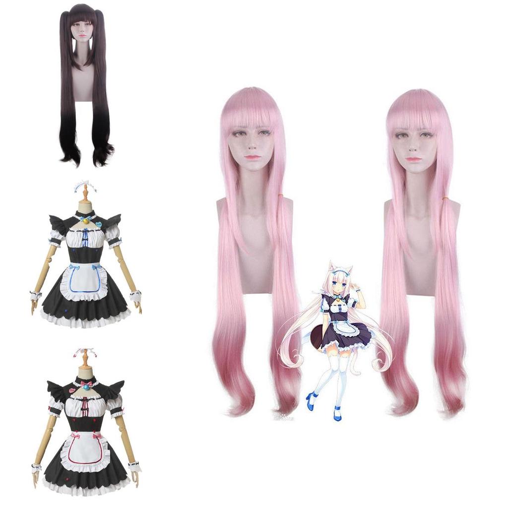 Nekopara Chocola Vanilla Костюм для косплея горничной-кошки Парик Дышащий Изысканное исполнение