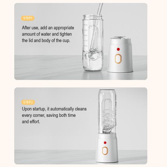 Portable Juicer Blender 450ML BPA-Free Mini Smoothie Maker with Travel Cups Cordless Rechargeable Juicing Cup for Ice Crushing Food