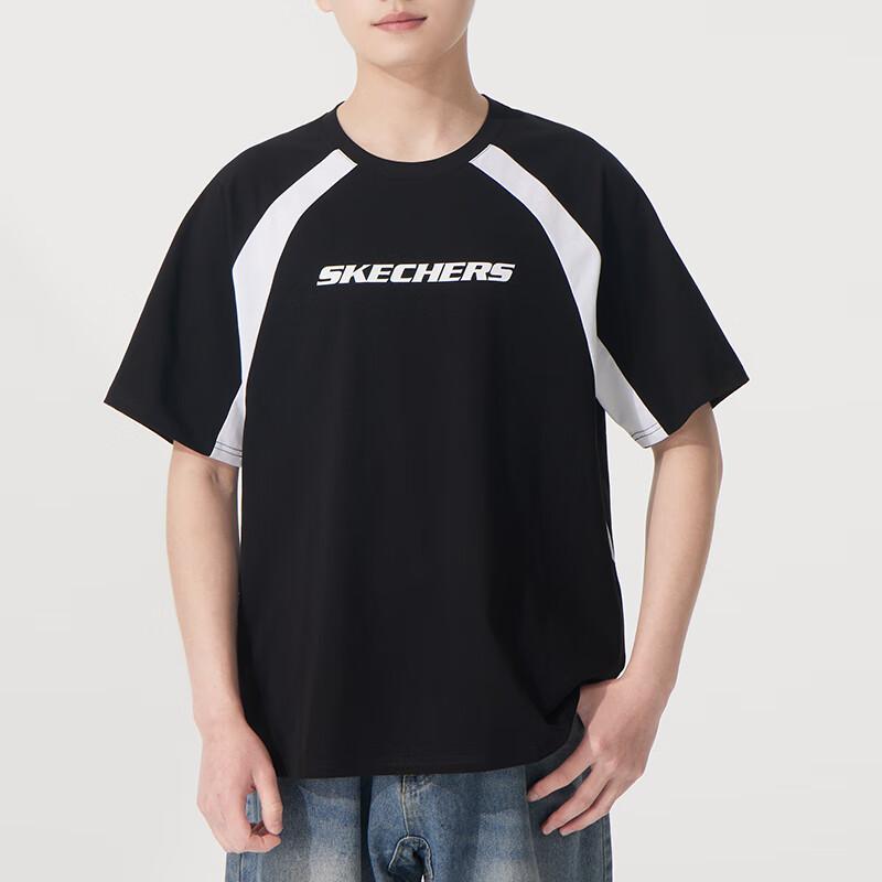 Skechers Модная Спортивная Серия Удобная Дышащая Повседневная Футболка с Коротким Рукавом Унисекс Топы Ярко-Белый P225U126-0019