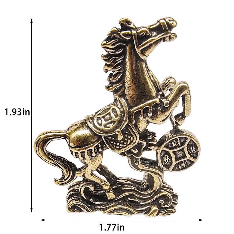 Brass Horse Step On Coins Lucky Statue Feng Shui Desk Miniatures Crafts Collections Figurines