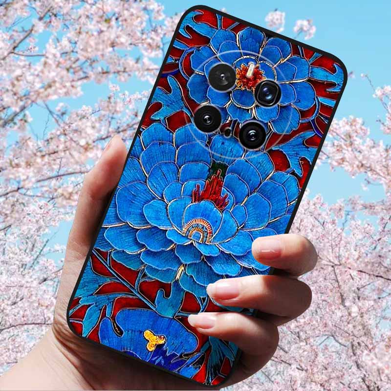 Чехлы для Honor Magic7 Pro / Magic7 5G 3D Рельефный Цветок Тиснение Мягкий Силикон Для Magic7 Pro Magic 7 3D Мультяшная Задняя Крышка Чехлы