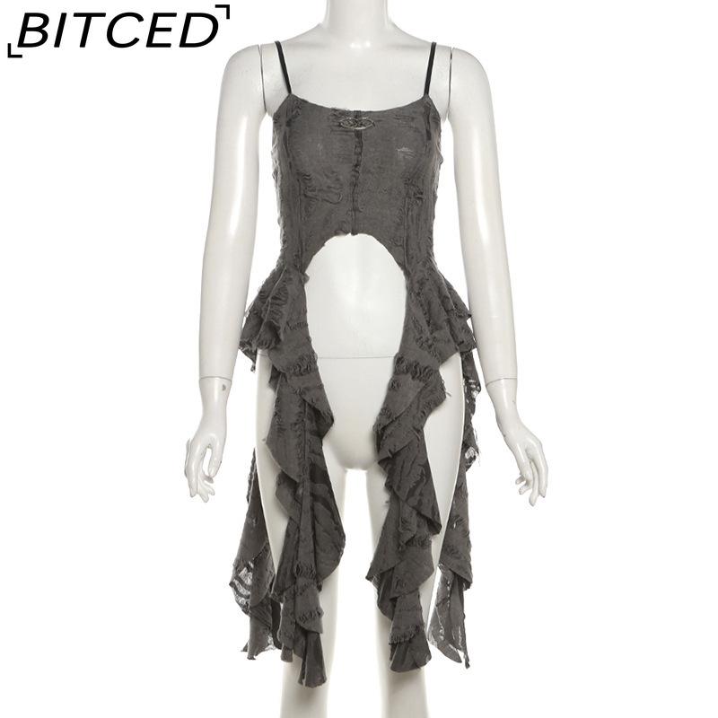 BITCED Summer Women's Solid-Color Slim-Fit Streetwear Fashion Strapless Sexy Backless Tank Top