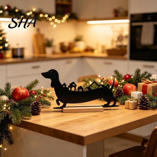 Indoor Holiday Ornaments 24?Day Christmas Countdown Dachshund Decor, Metal Silhouette Advent Calendar Ornament, Wrought Iron Decoration Funny
