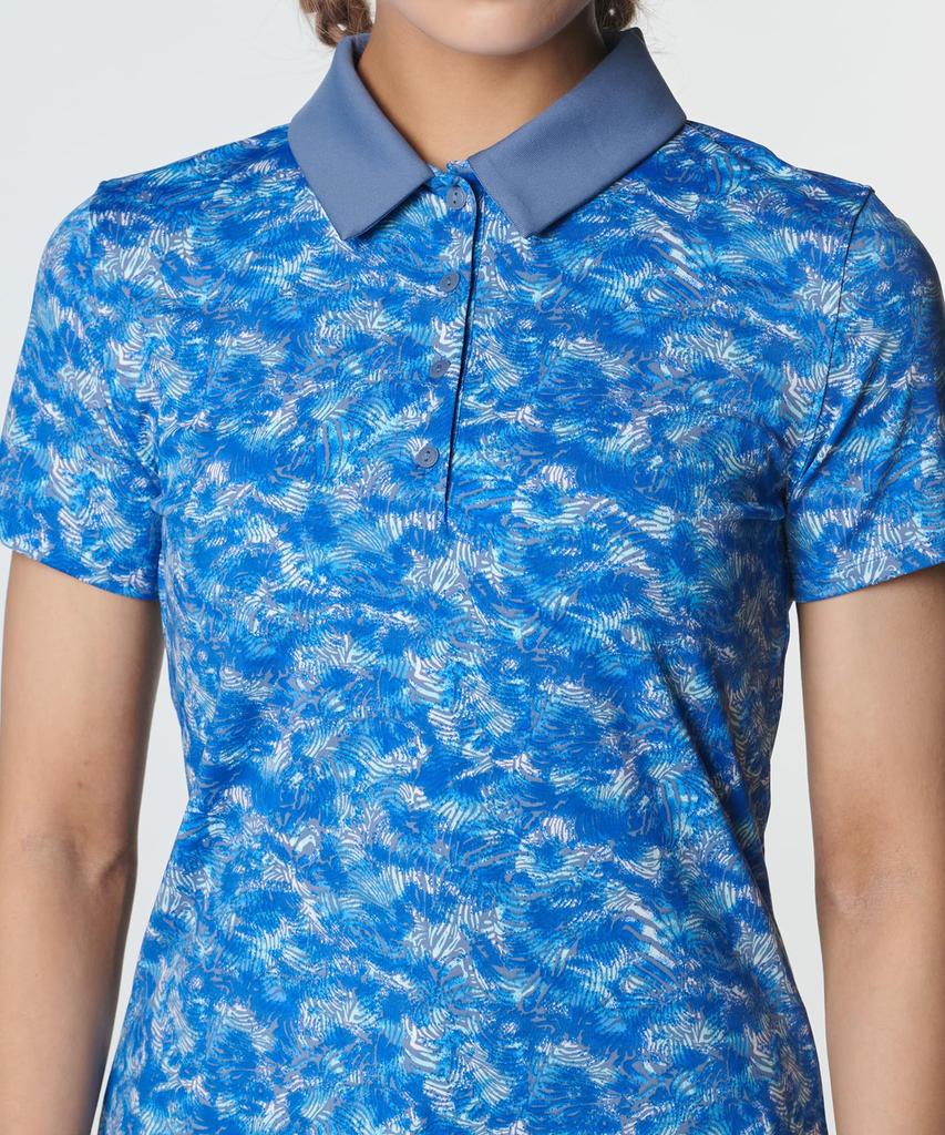 UA Playoff Printed Polo SS Hushed Blue Water Metallic Silver SM [Under Armour]