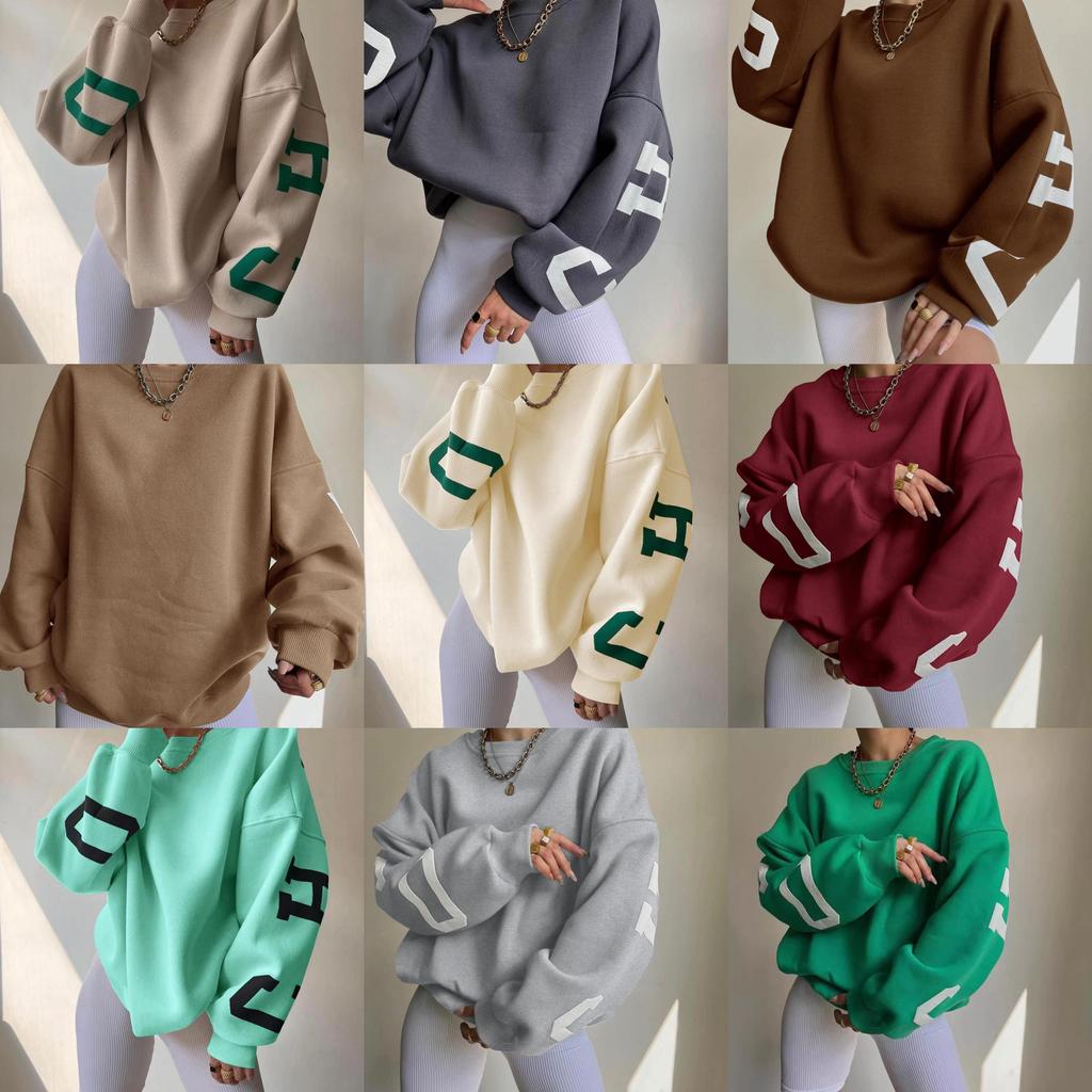 Casual Fashion Letter Print Thick Pullover Sweatshirt For Women Winter 2022