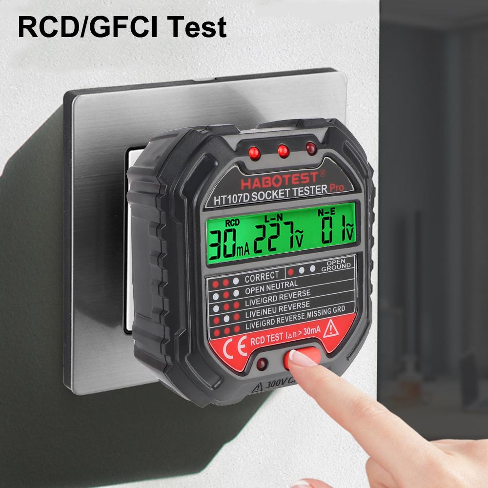 Универсальный RCD GFCI Тестирование Полярности Фазовый Контроль Заземления Вилки US EU Нейтральный Провод Тестер Розетки Переменного Тока Детектор Тестирование Напряжения 90-250 В