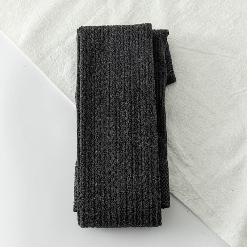 "High Waist Striped Knitted Leggings: Women's Thick White Tights for Spring & Autumn"