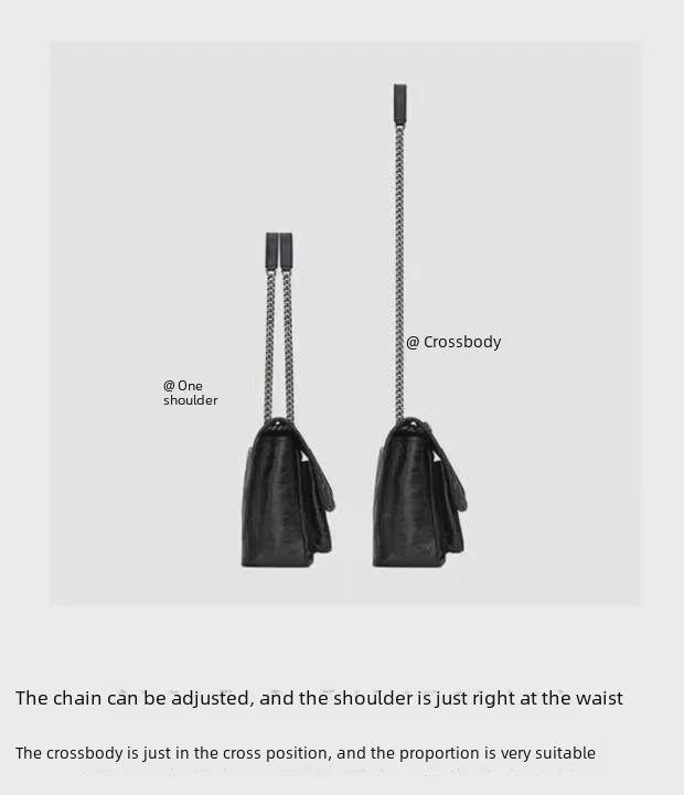 2024 Retro Chain Leather Messenger Bag - Women's Casual Crossbody Shoulder Bag