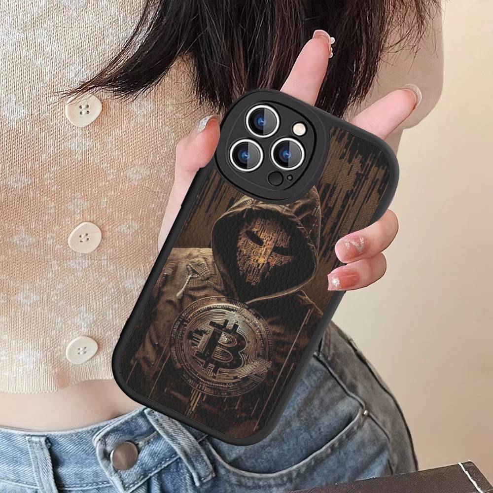 Роскошный B-Bitcoin Чехол из Кожи для IPhone 16 15 14 16E 13 12 11 Pro Max Plus