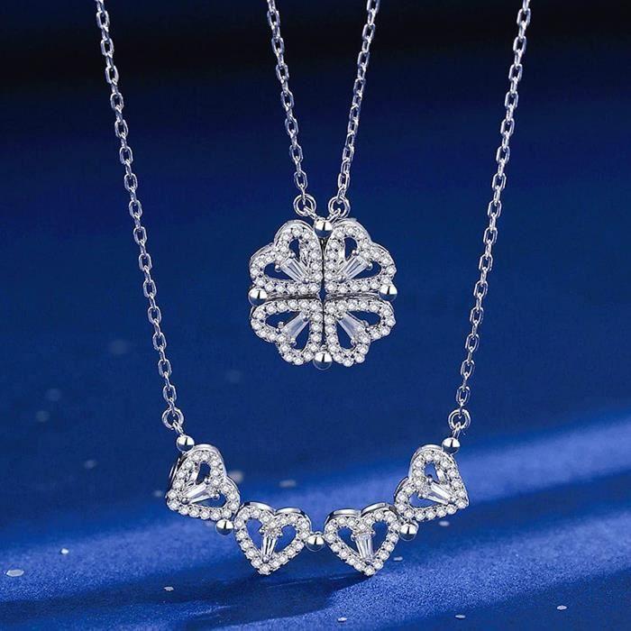 Женское колье Колье Четырехлистный клевер Сердце Съемный магнитный кулон Подарок на День святого Валентина Подарок на день рождения С[u1338]