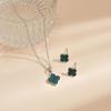 Elegant Four Leaf Clover Jewelry Set Women Titanium Steel Pendant Necklace Earrings Lightweight Fashion Accessory