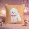 Fluffy Bichon Frise Print Cushion Cover Premium Comfort Reversible Pillow Cove Two in One Design for Any Room  Car Interior