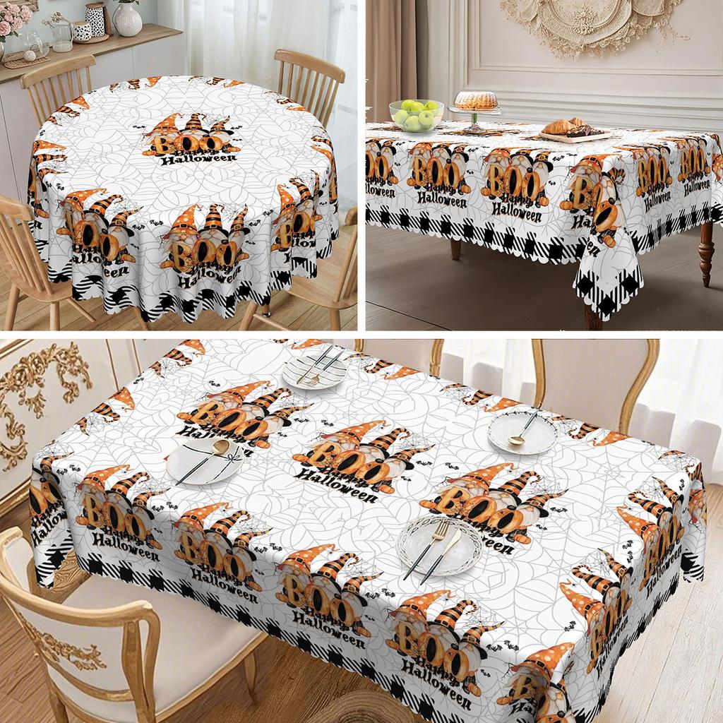 Halloween Dwarf Polyester Tablecloth Spider Web Pattern, Washable, Suitable For Home And Restaurant Decoration